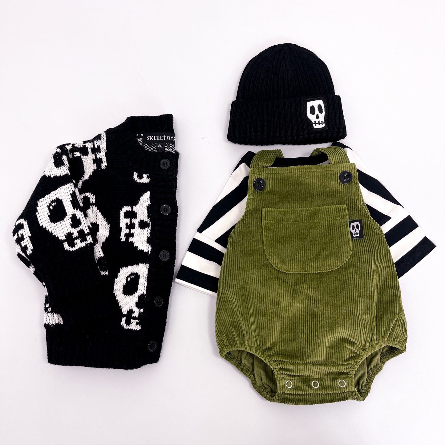 NOT SO BASIC OLIVE GREEN CORD BABY ROMPER