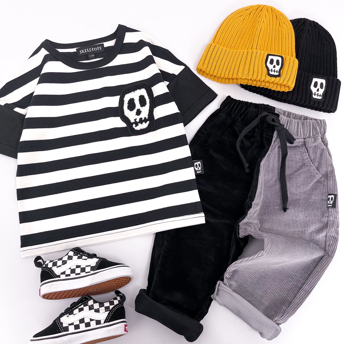 STRIPE SKELLY SKULL PATCH TEE
