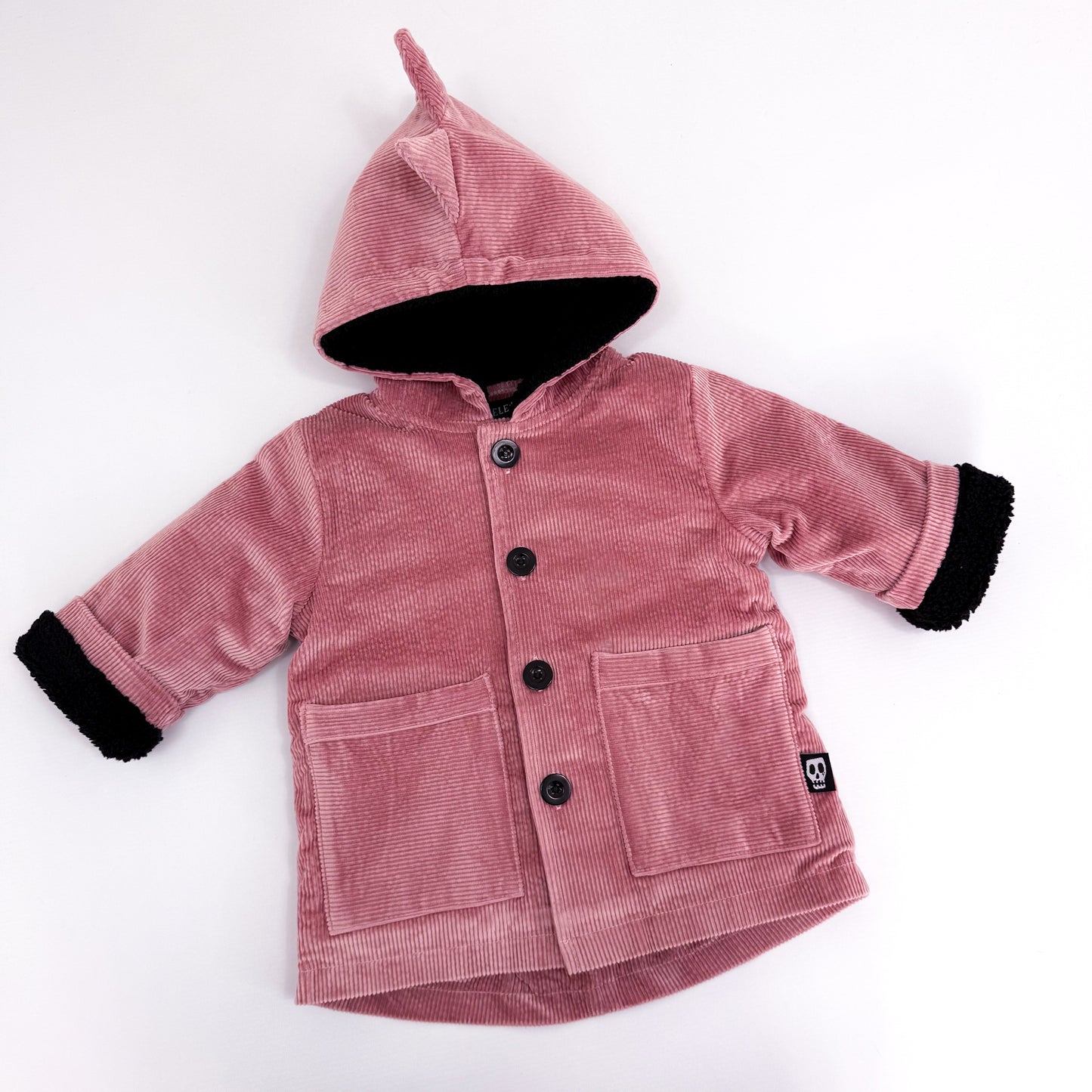 NOT SO BASIC CORD DUSKY PINK DINOSAUR COAT