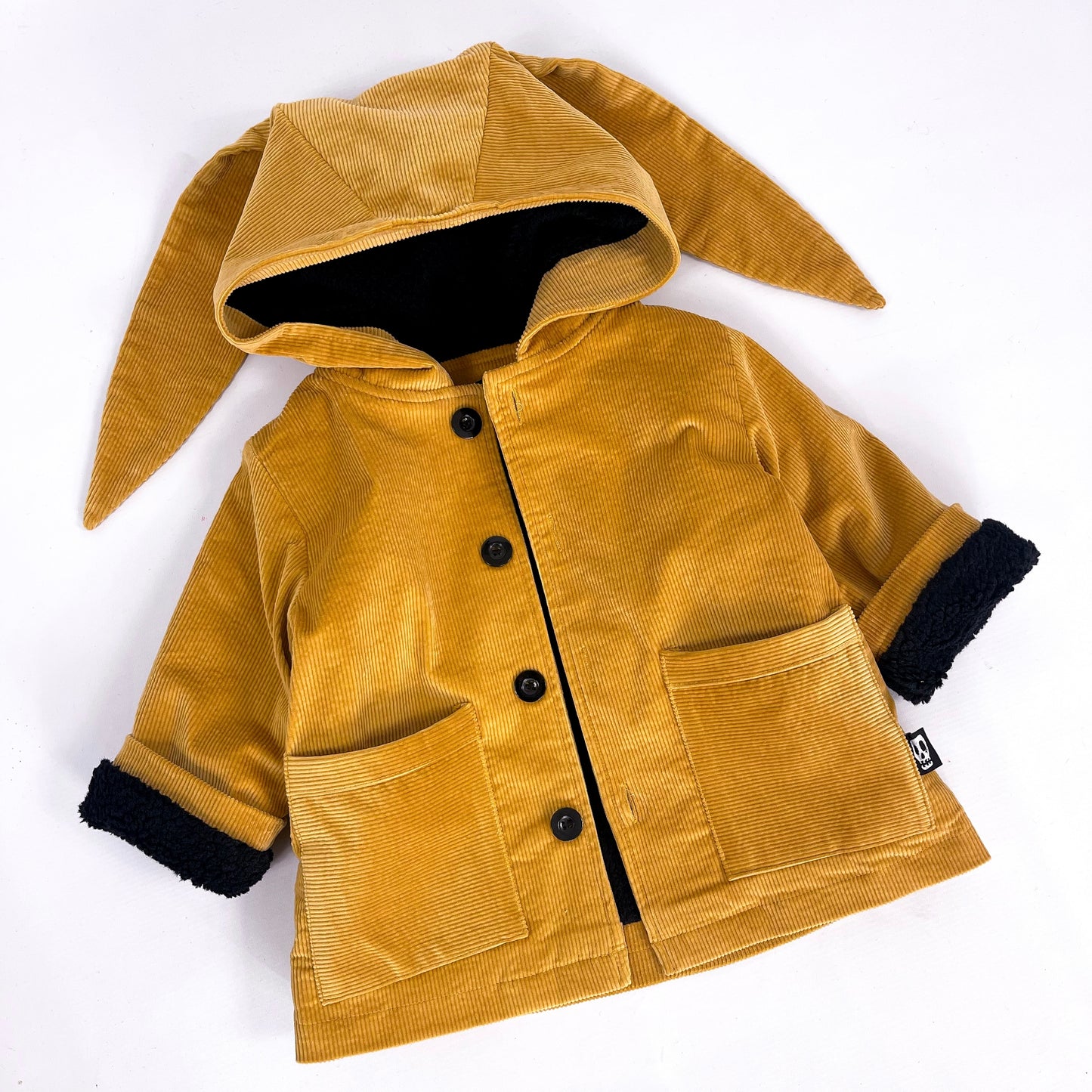 NOT SO BASIC CORD MUSTARD BUNNY EAR COAT