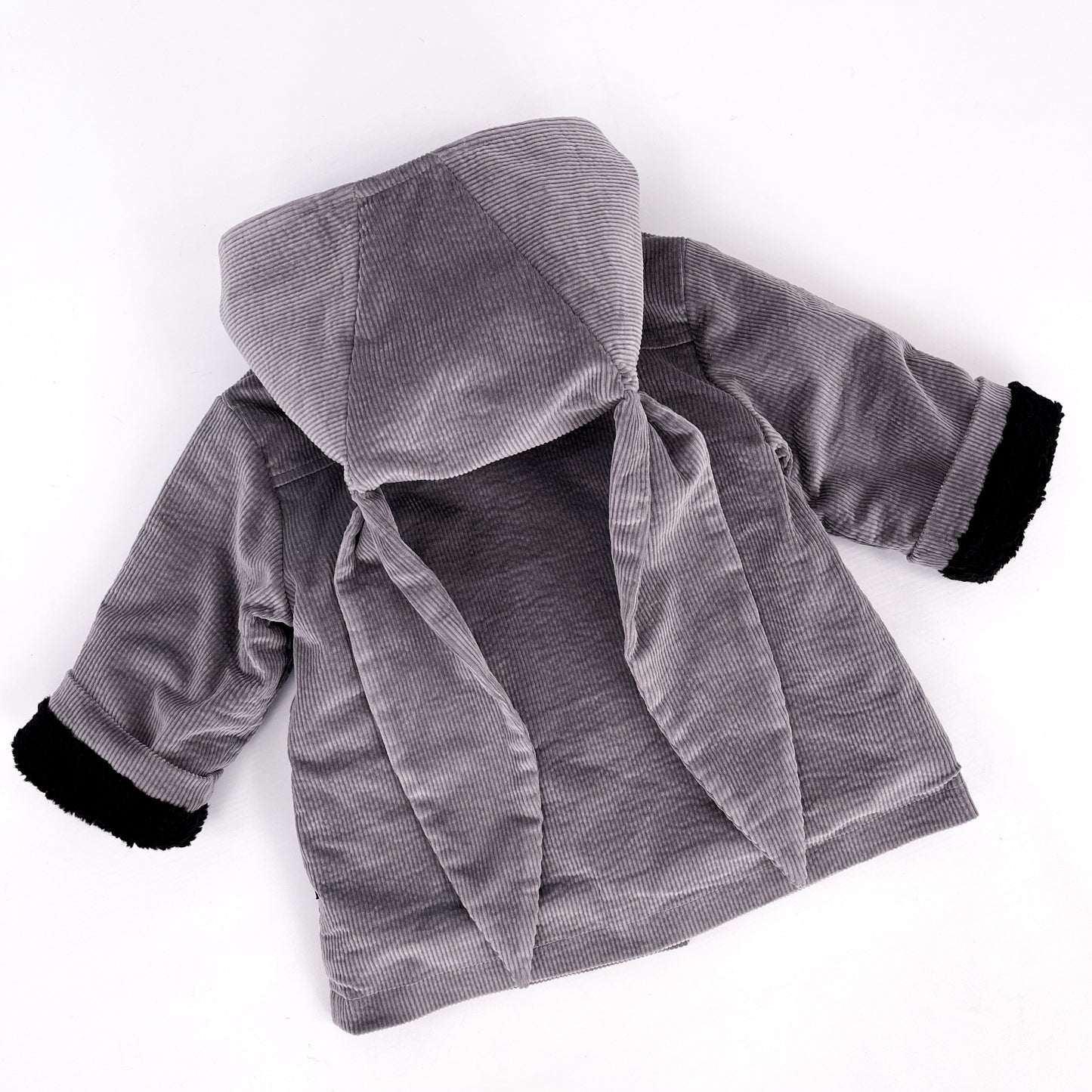 NOT SO BASIC CORD GREY BUNNY EAR COAT