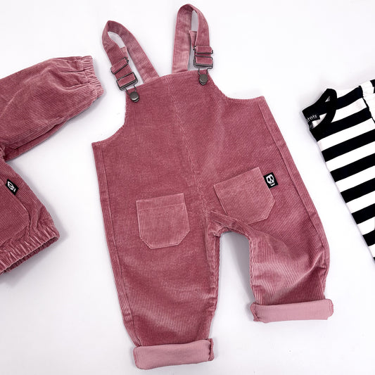 NOT SO BASIC DUSKY ROSE PINK CORD DUNGAREES