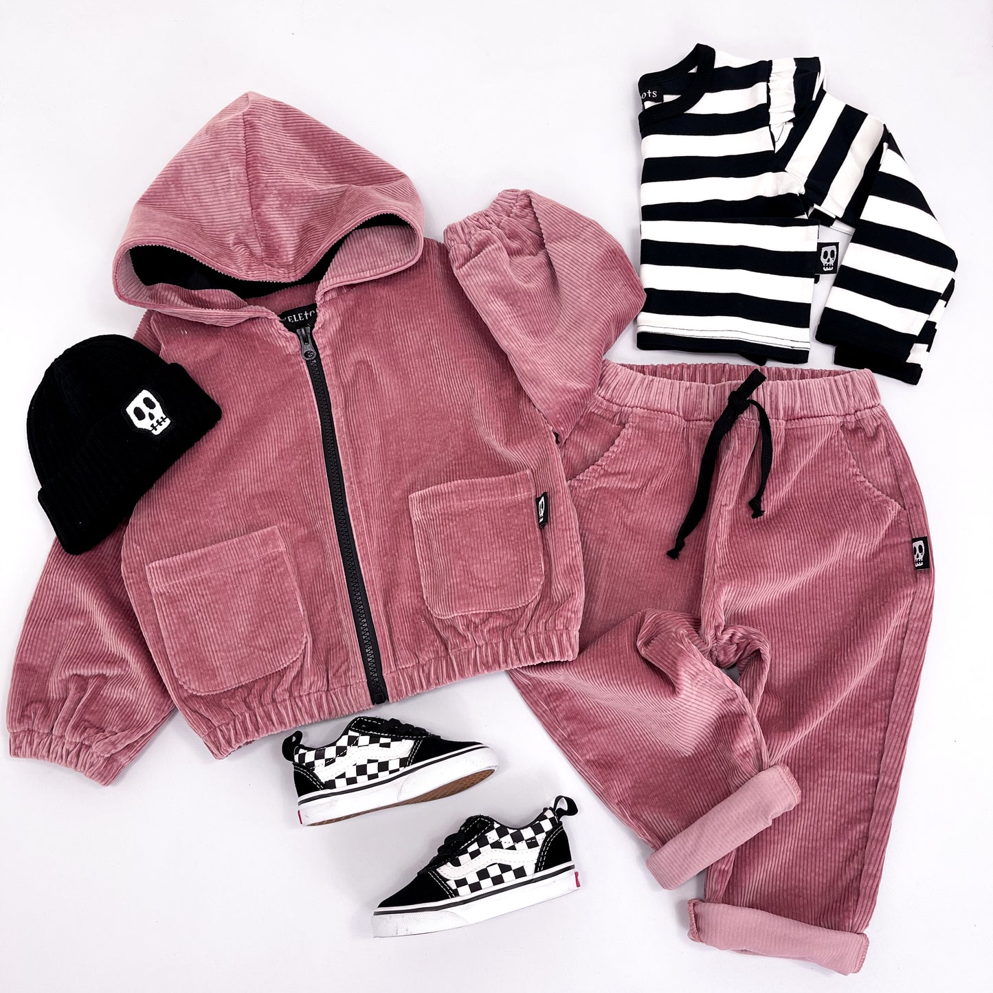 NOT SO BASIC DUSKY ROSE PINK CORD TROUSERS