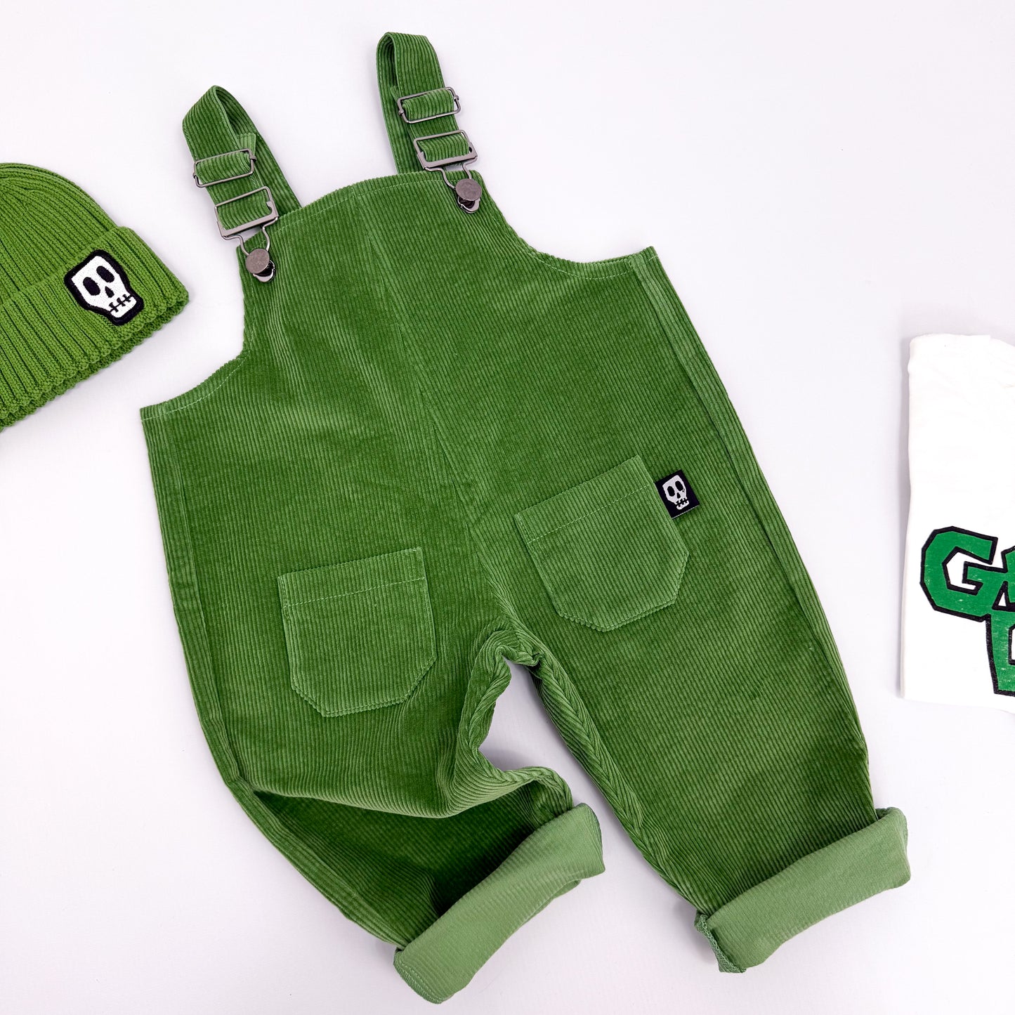 NOT SO BASIC GREEN CORDUROY DUNGAREES
