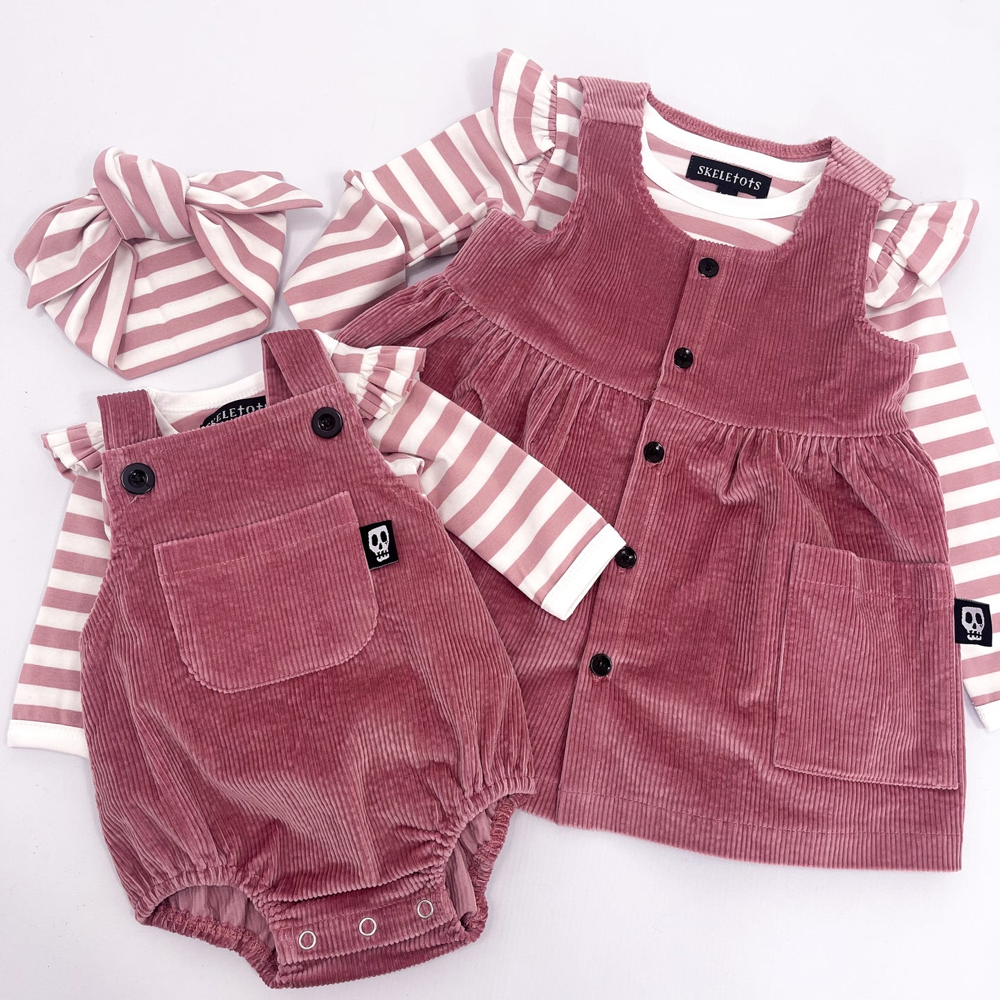 NOT SO BASIC FRILL SLEEVE DUSKY ROSE PINK STRIPE TEE