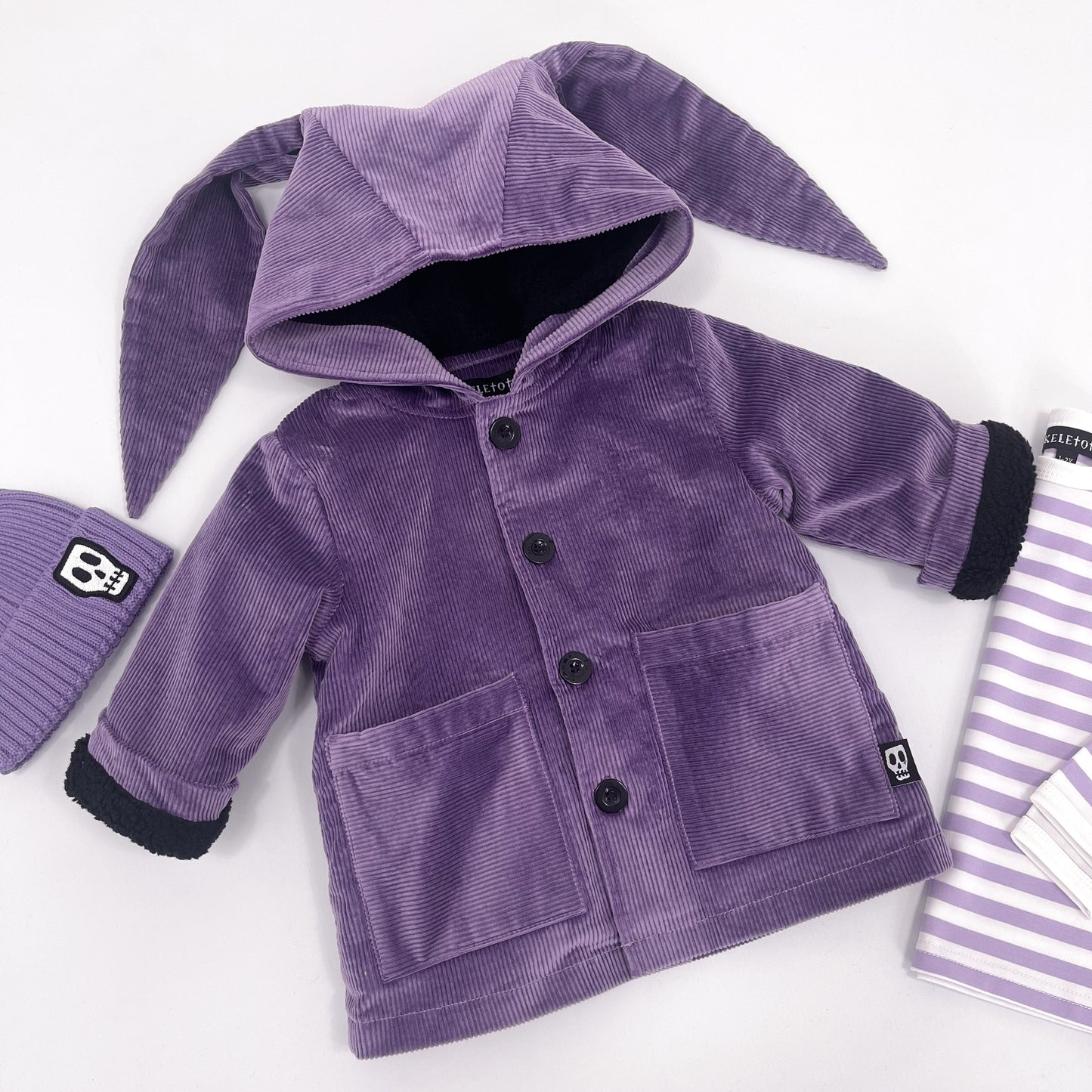 NOT SO BASIC CORD DUSKY LILAC BUNNY EAR COAT