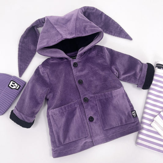 NOT SO BASIC CORD DUSKY LILAC BUNNY EAR COAT