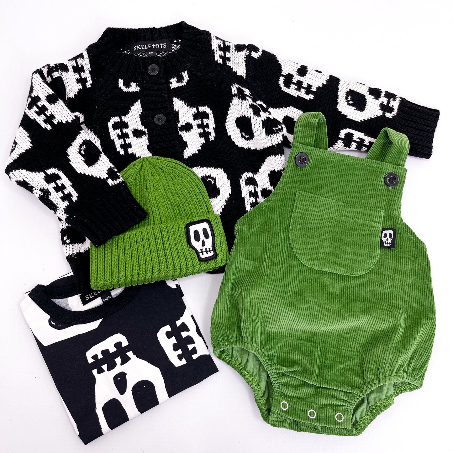 NOT SO BASIC GREEN CORD BABY ROMPER
