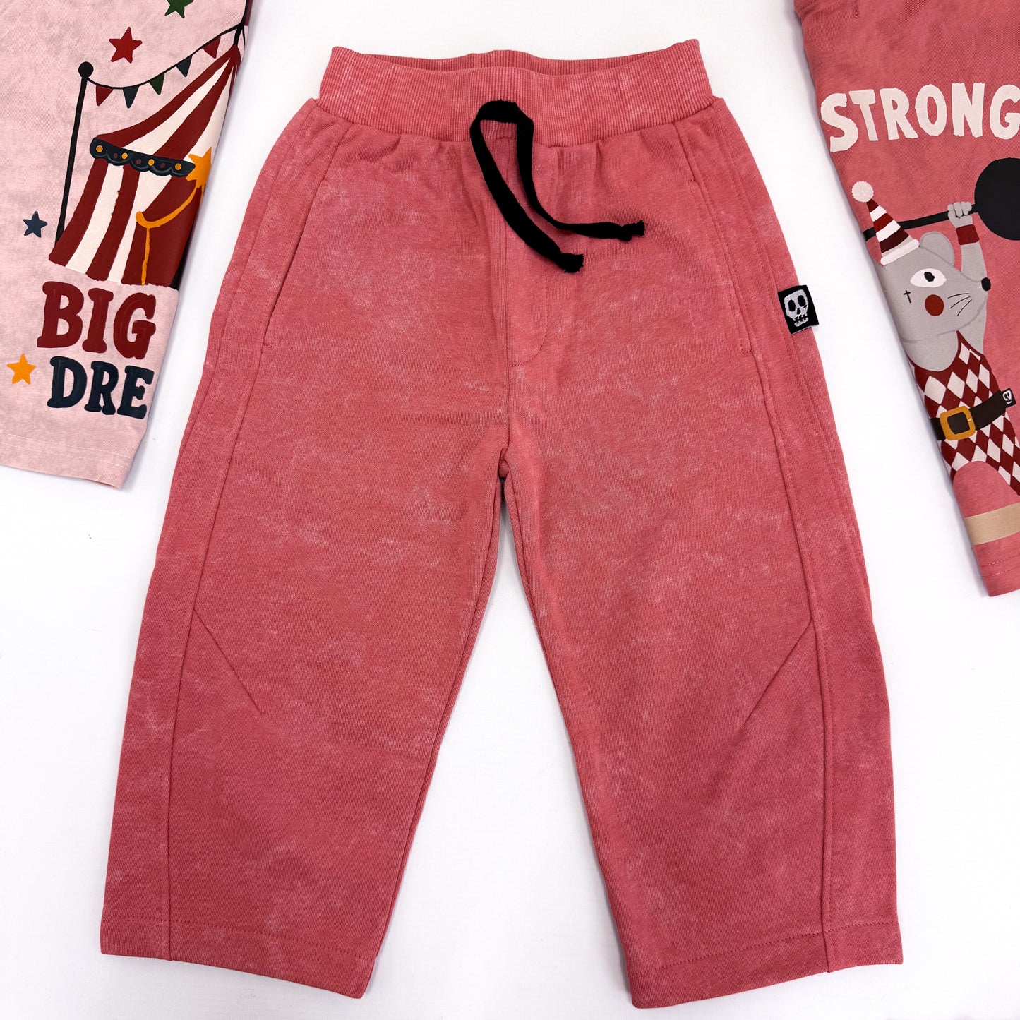 NOT SO BASIC DUSTY ROUGE BARREL LEG JOGGERS