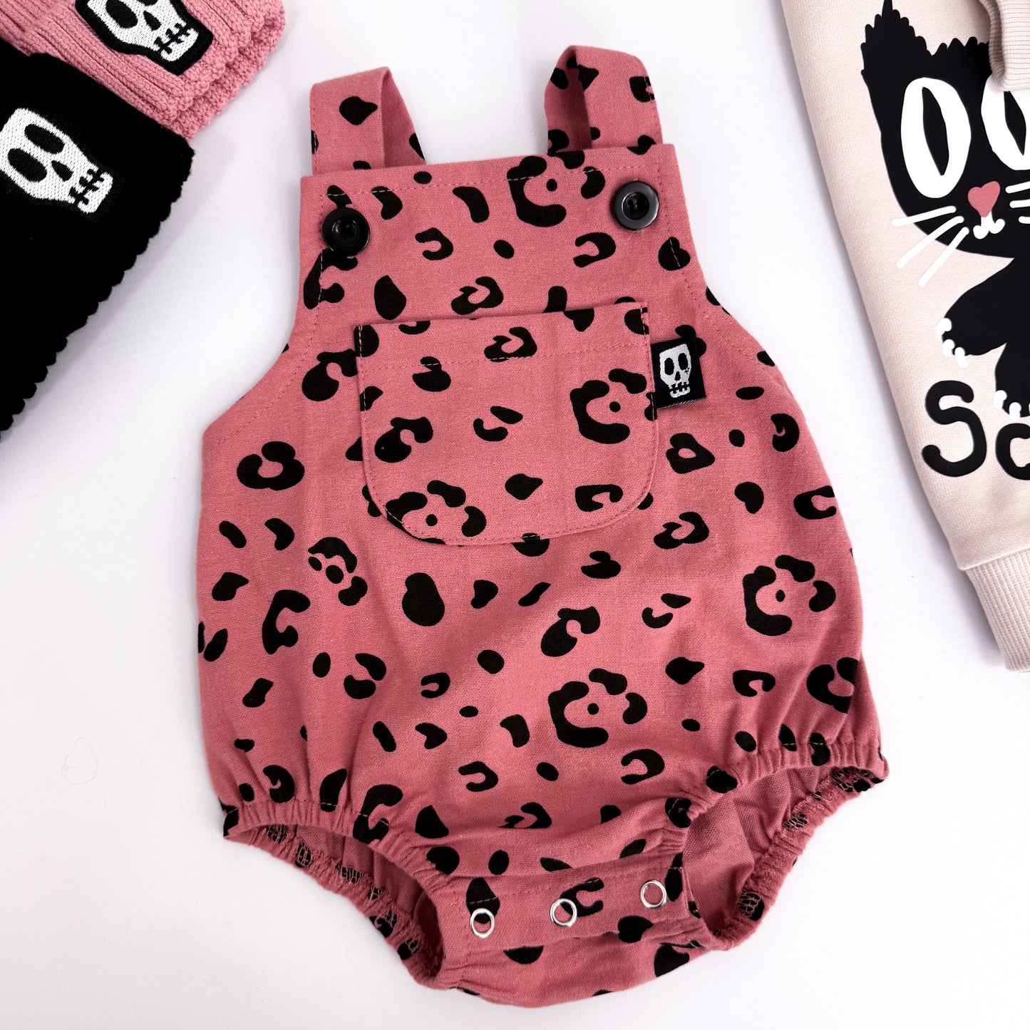 DUSKY PINK LEOPARD PRINT BABY ROMPER
