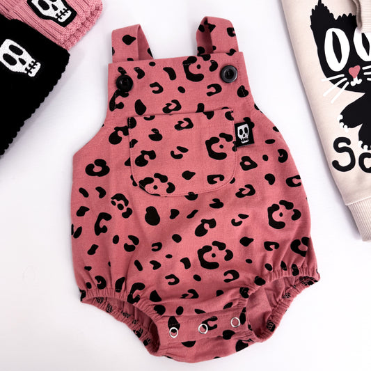 DUSKY PINK LEOPARD PRINT BABY ROMPER