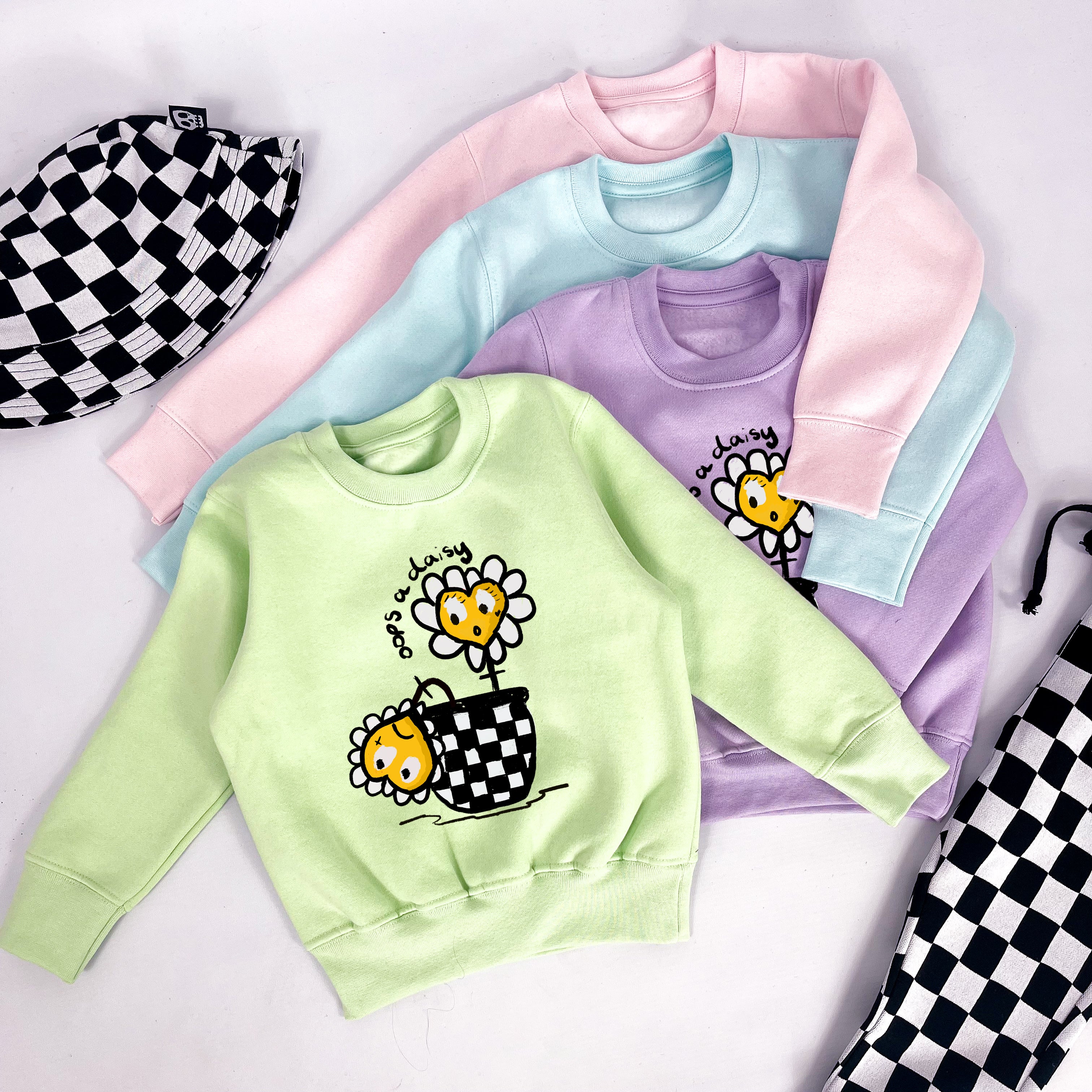 Kids Pastel Sweatshirt - "Oops a Daisy" Design - skeletots.co.uk