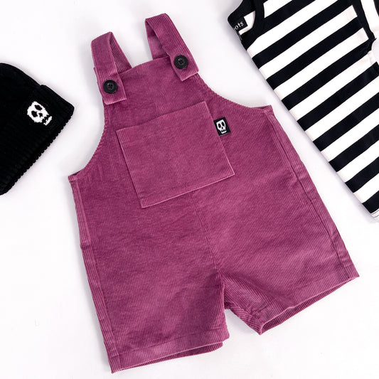 NOT SO BASIC MAUVE CORD SHORT DUNGAREES
