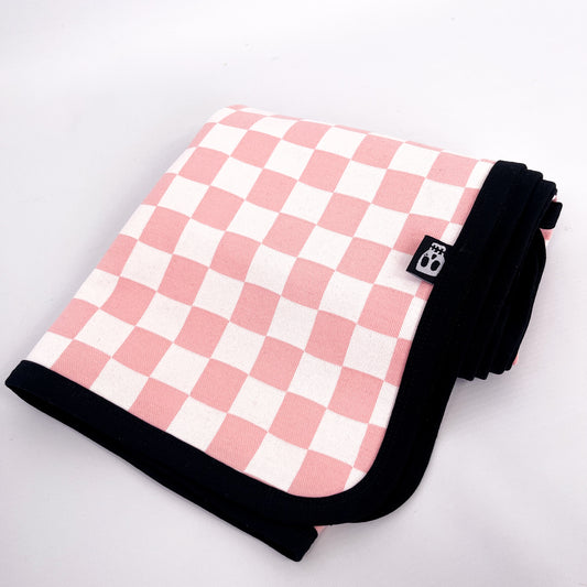 CHECKERBOARD PINK BABY BLANKET