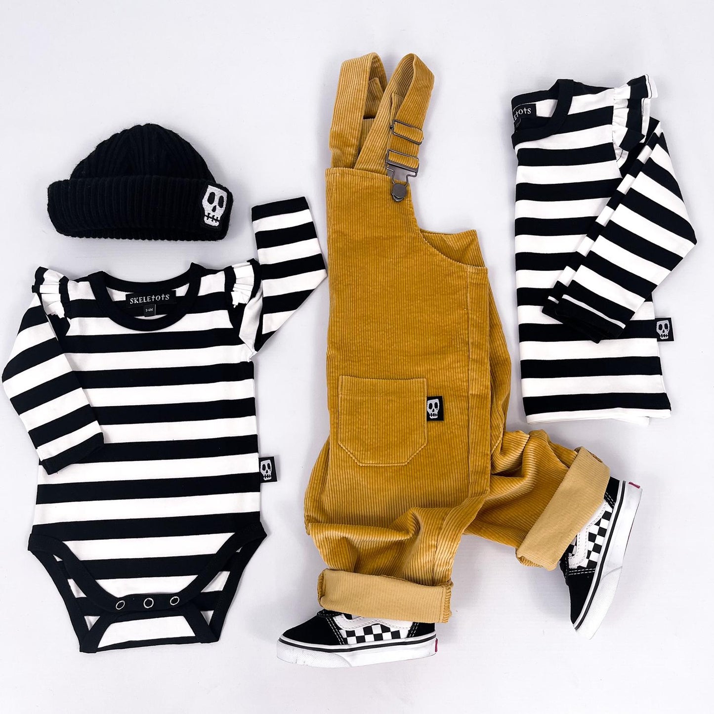 NOT SO BASIC FRILL SLEEVE BLACK & WHITE STRIPE BODYSUIT