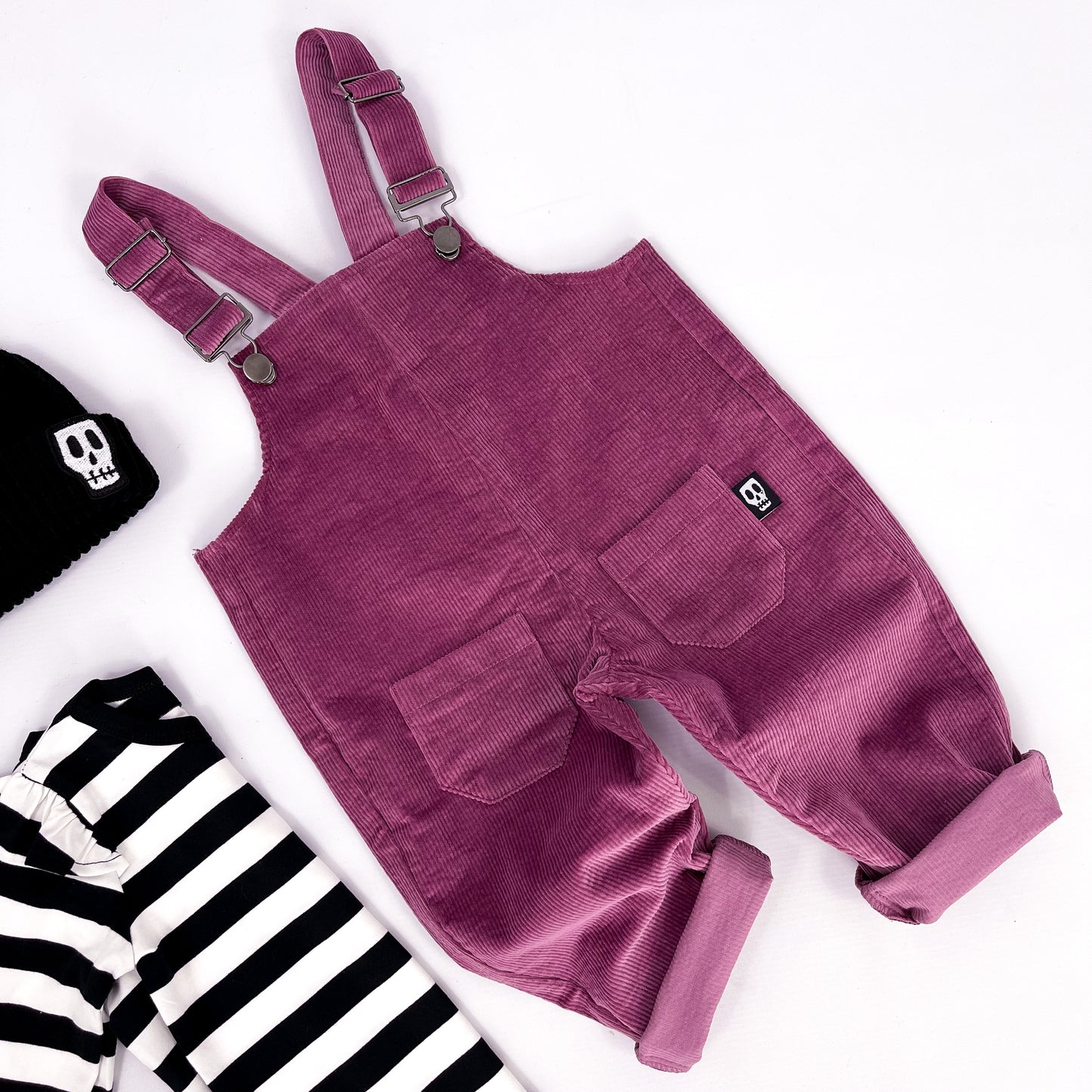 NOT SO BASIC MAUVE CORDUROY DUNGAREES