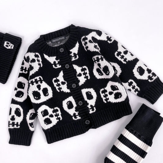 SKELLY SKULL CHUNKY KNIT CARDIGAN