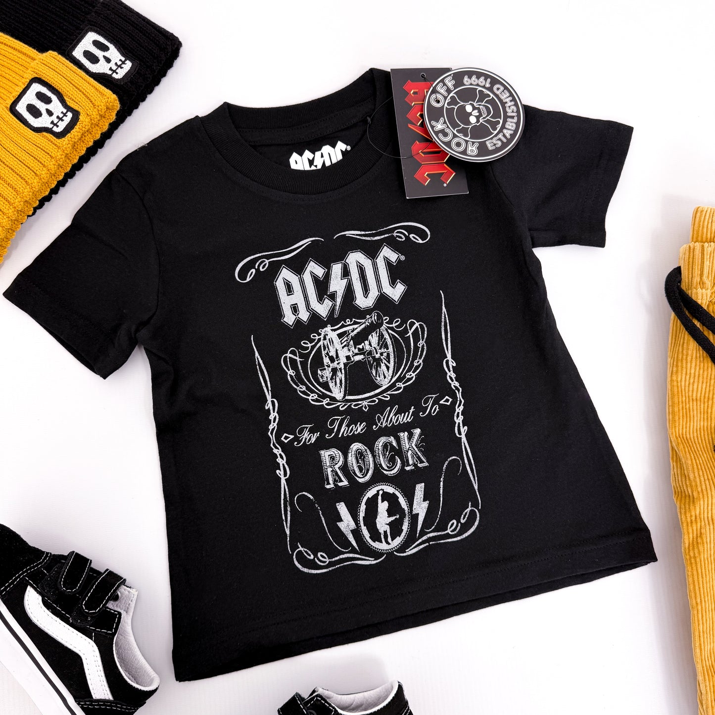 AC/DC KIDS T-SHIRT: VINTAGE CANNON SWIG BAND TEE