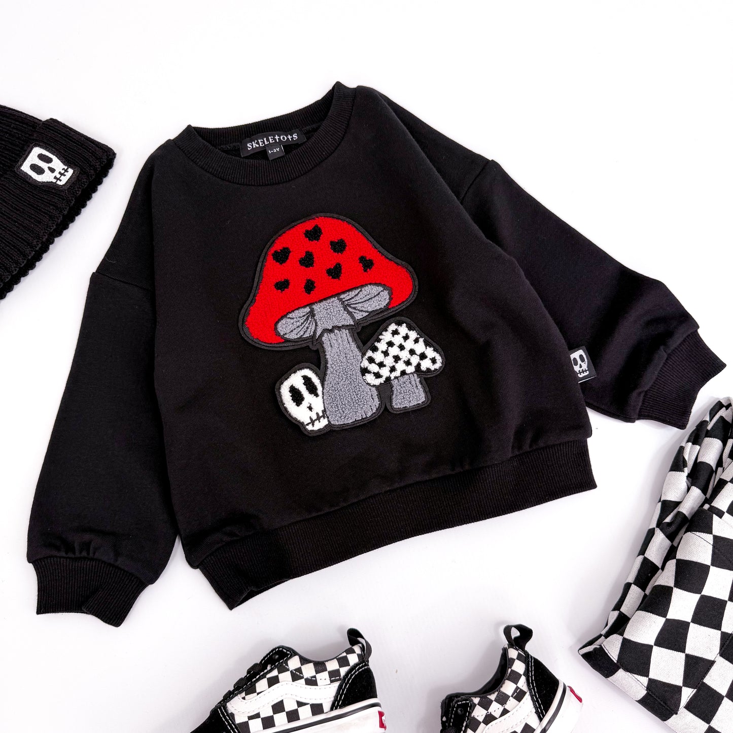 RED TOADSTOOL SKULL SWEATSHIRT