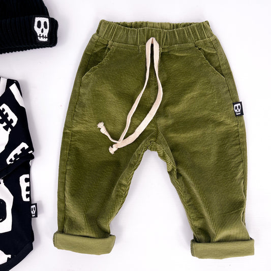 NOT SO BASIC OLIVE GREEN CORD TROUSERS