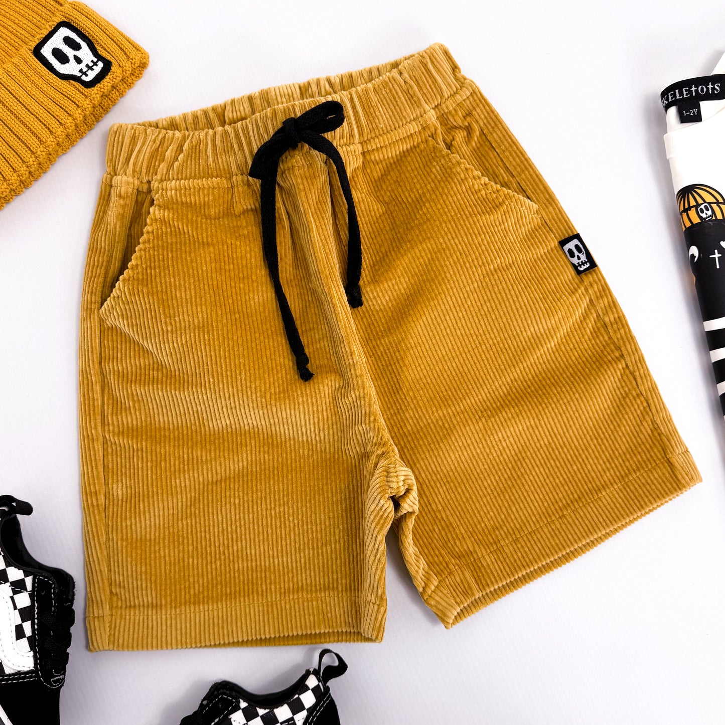 NOT SO BASIC MUSTARD CORD SHORTS
