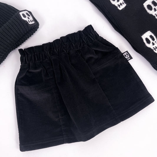 Kids black cord skirt