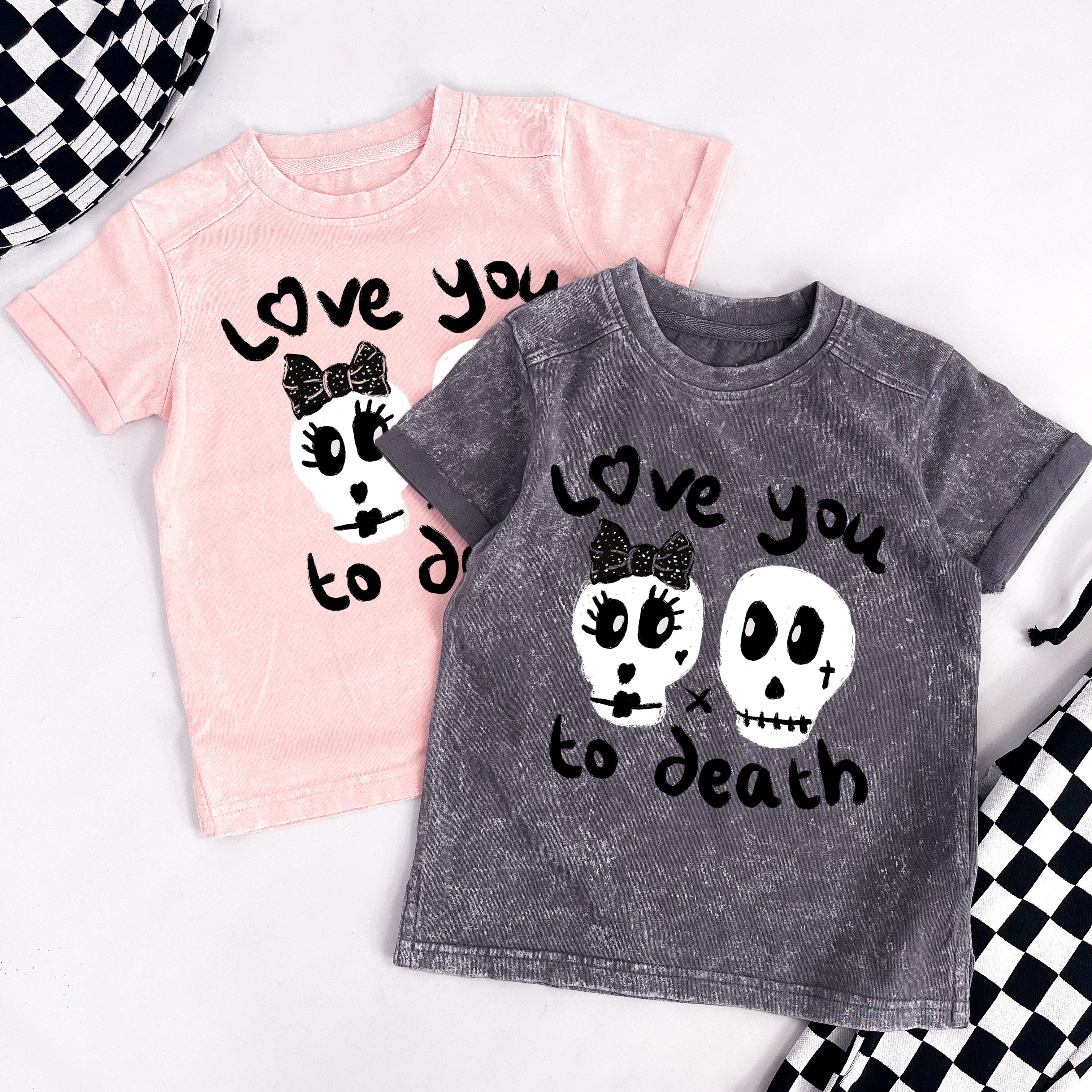Kids Tee Shirt - Distressed Style with Love You To Death Design