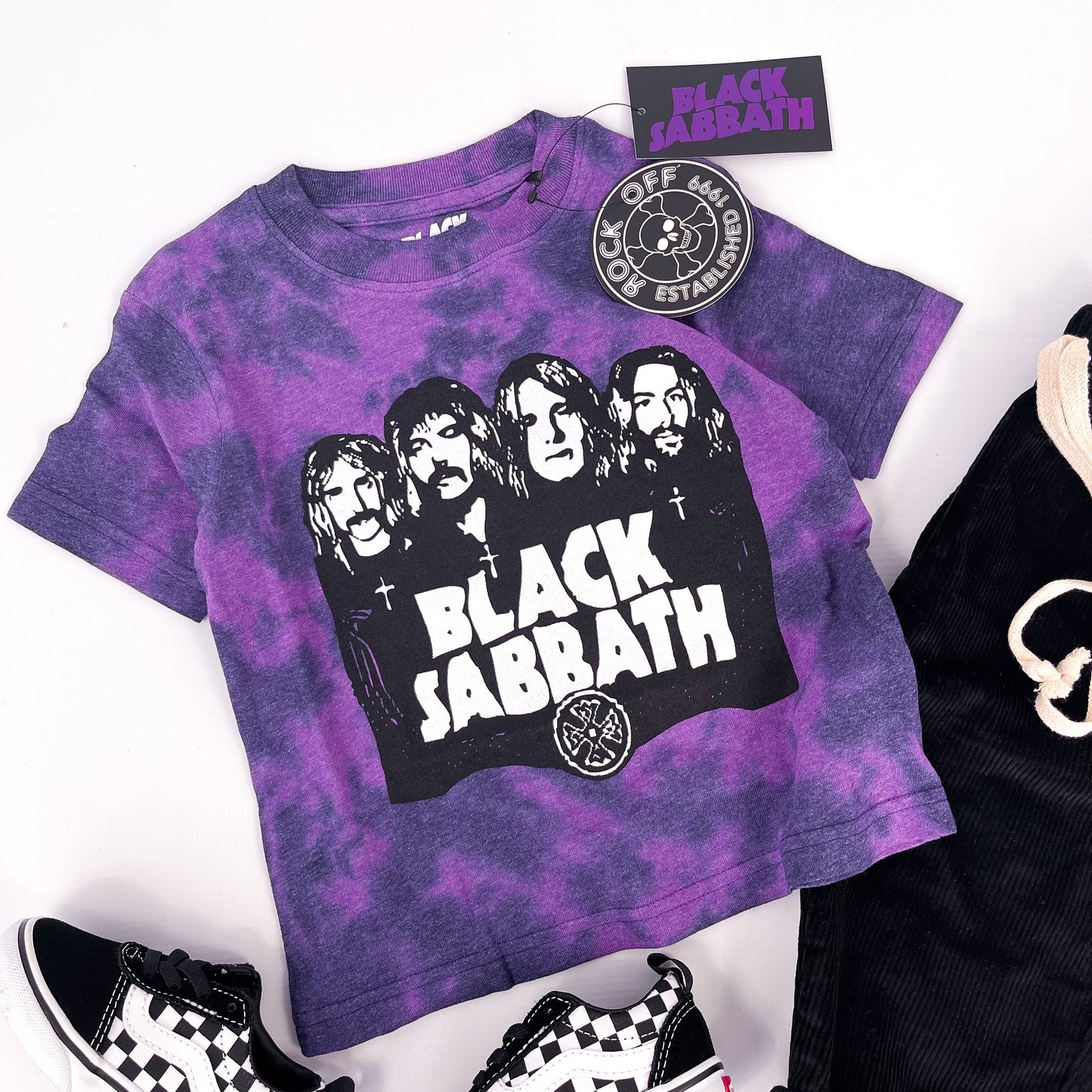 Kids Black Sabbath band t shirt, purple dip dyed