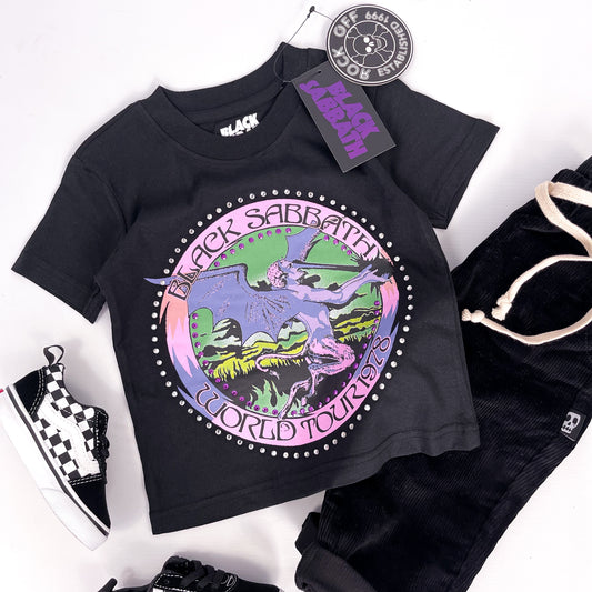 Kids Black Sabbath band t shirt, World Tour 1978 design