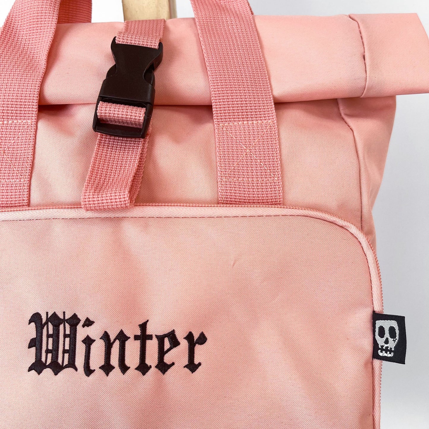 PERSONALISED GOTHIC NAME ROLL TOP BACKPACK BAG
