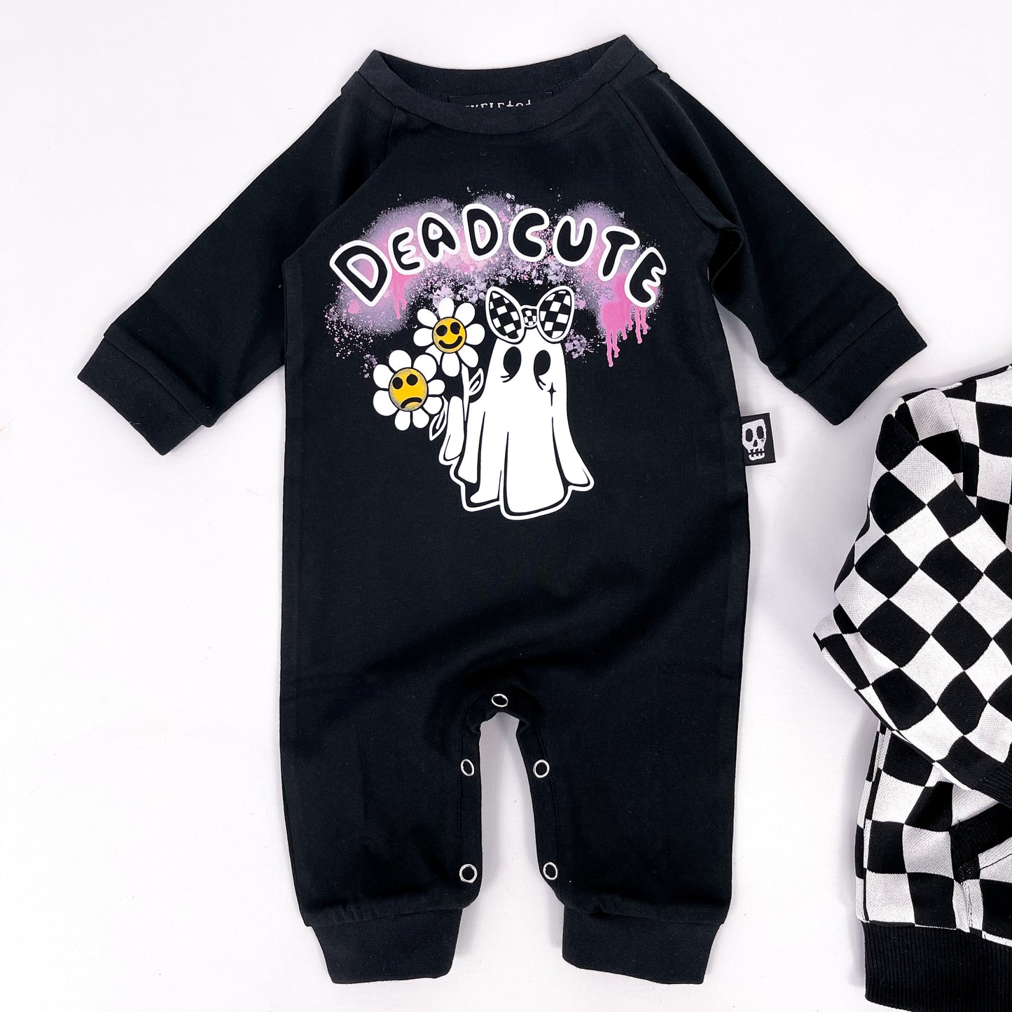 DEAD CUTE CHECKERBOARD FOOTLESS ROMPER