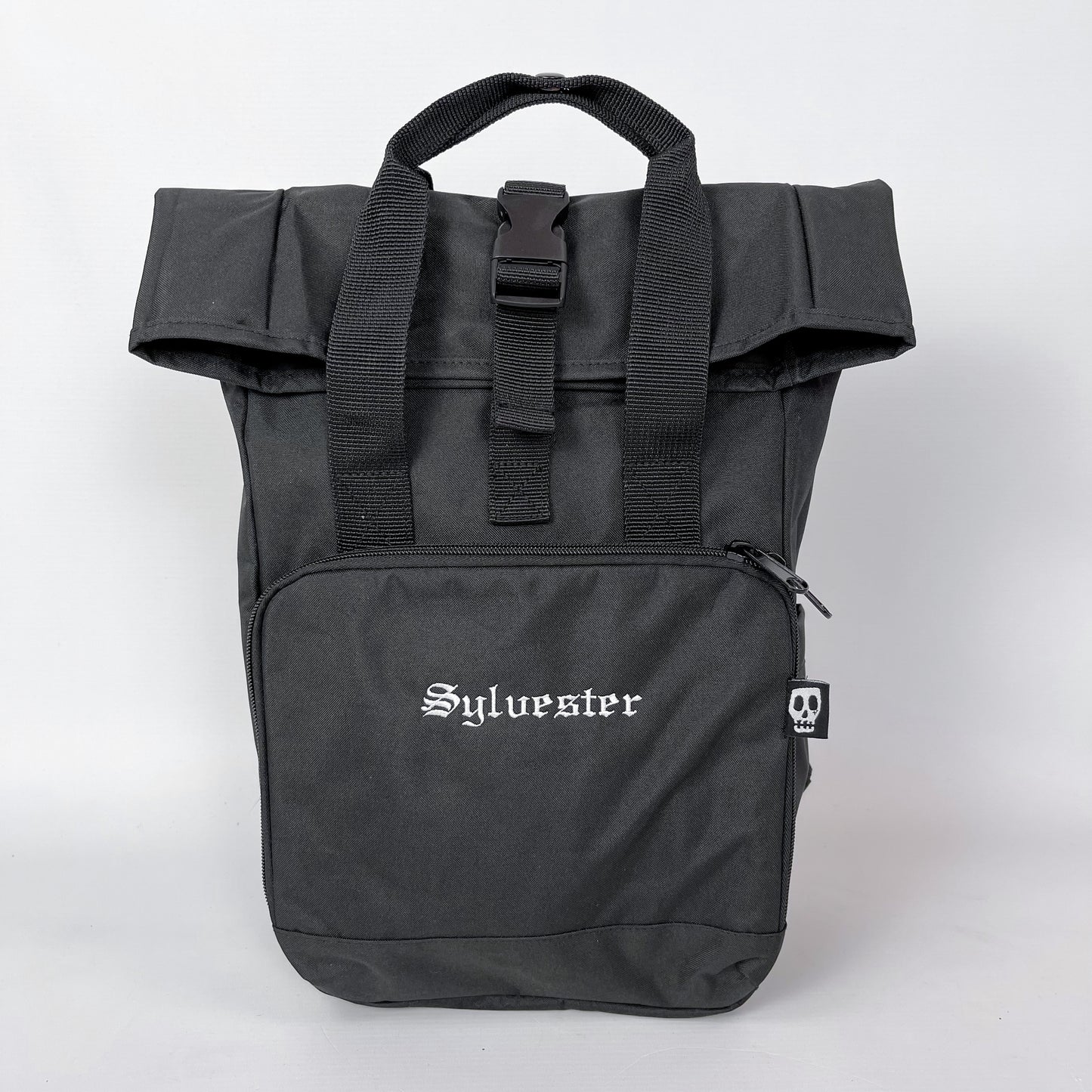 PERSONALISED GOTHIC NAME ROLL TOP BACKPACK BAG