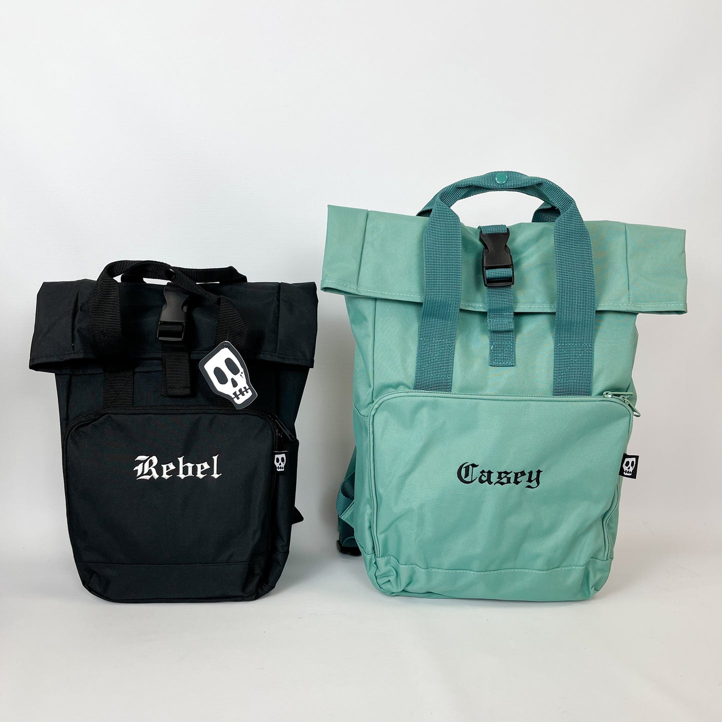 PERSONALISED GOTHIC NAME ROLL TOP BACKPACK BAG