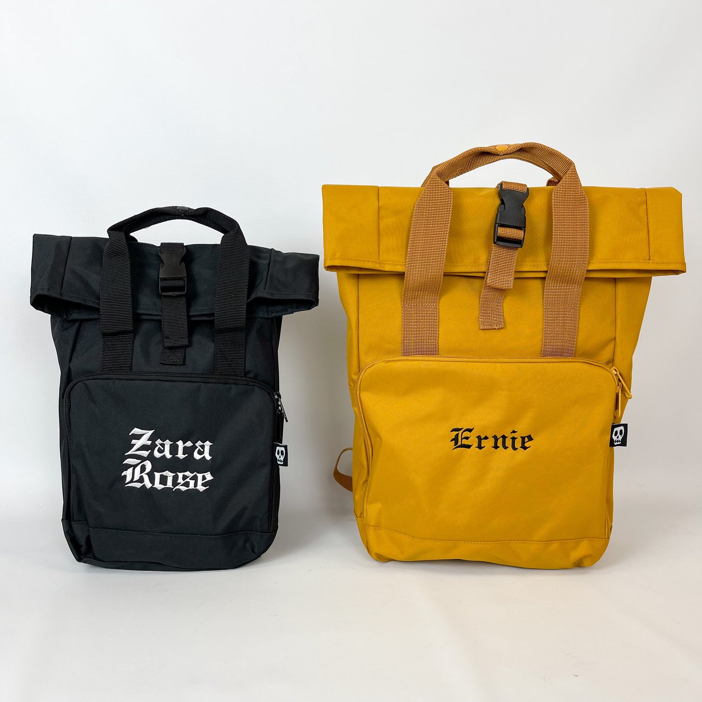 PERSONALISED GOTHIC NAME ROLL TOP BACKPACK BAG