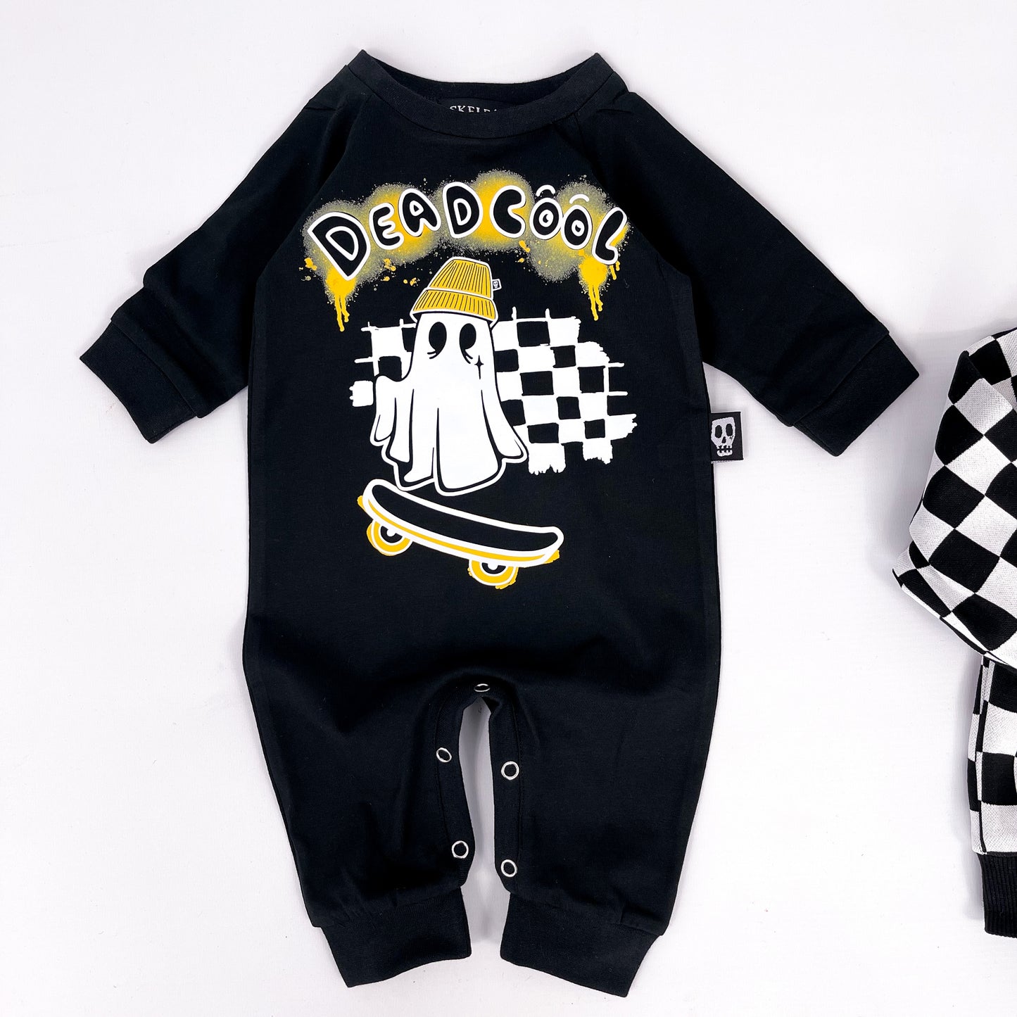 DEAD COOL CHECKERBOARD FOOTLESS ROMPER