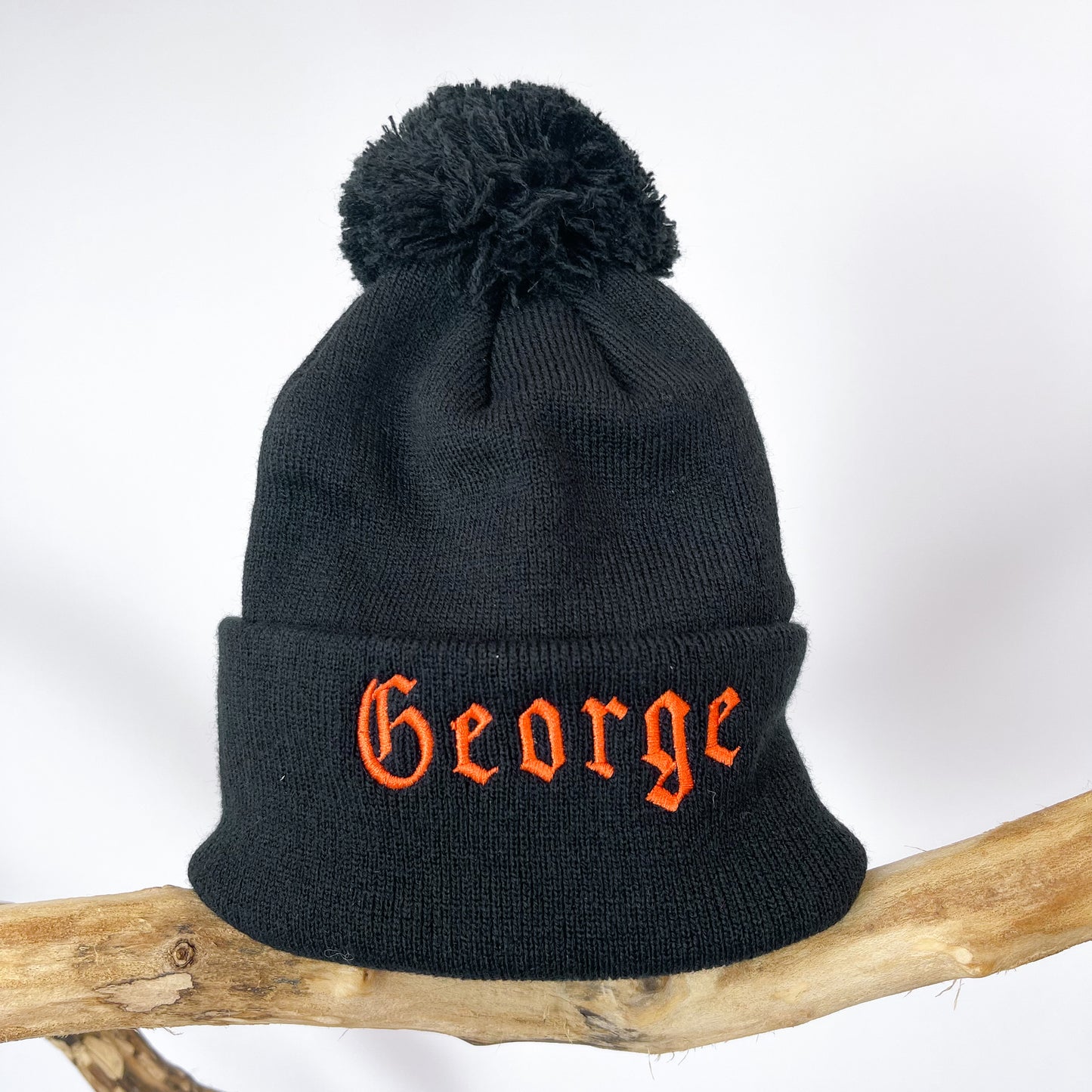 PERSONALISED GOTHIC NAME BOBBLE KNIT HAT