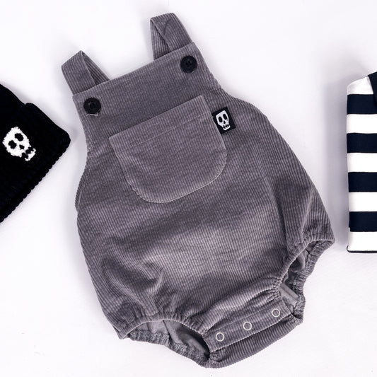 NOT SO BASIC GREY CORD BABY ROMPER