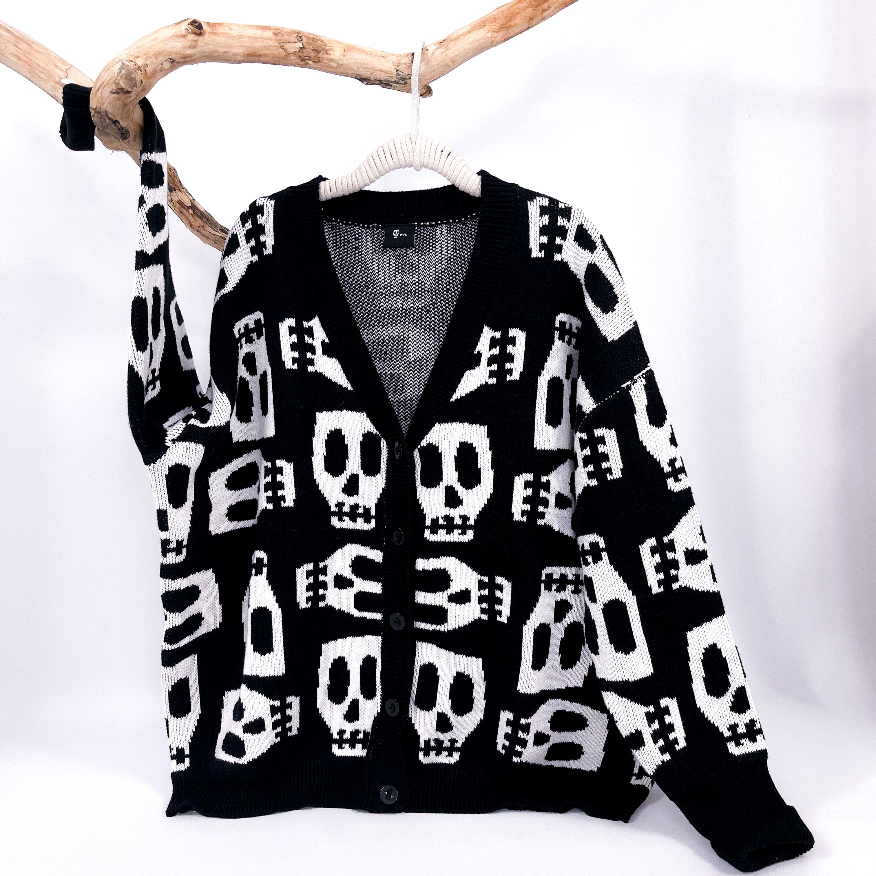 Skull sale cardigan sweater