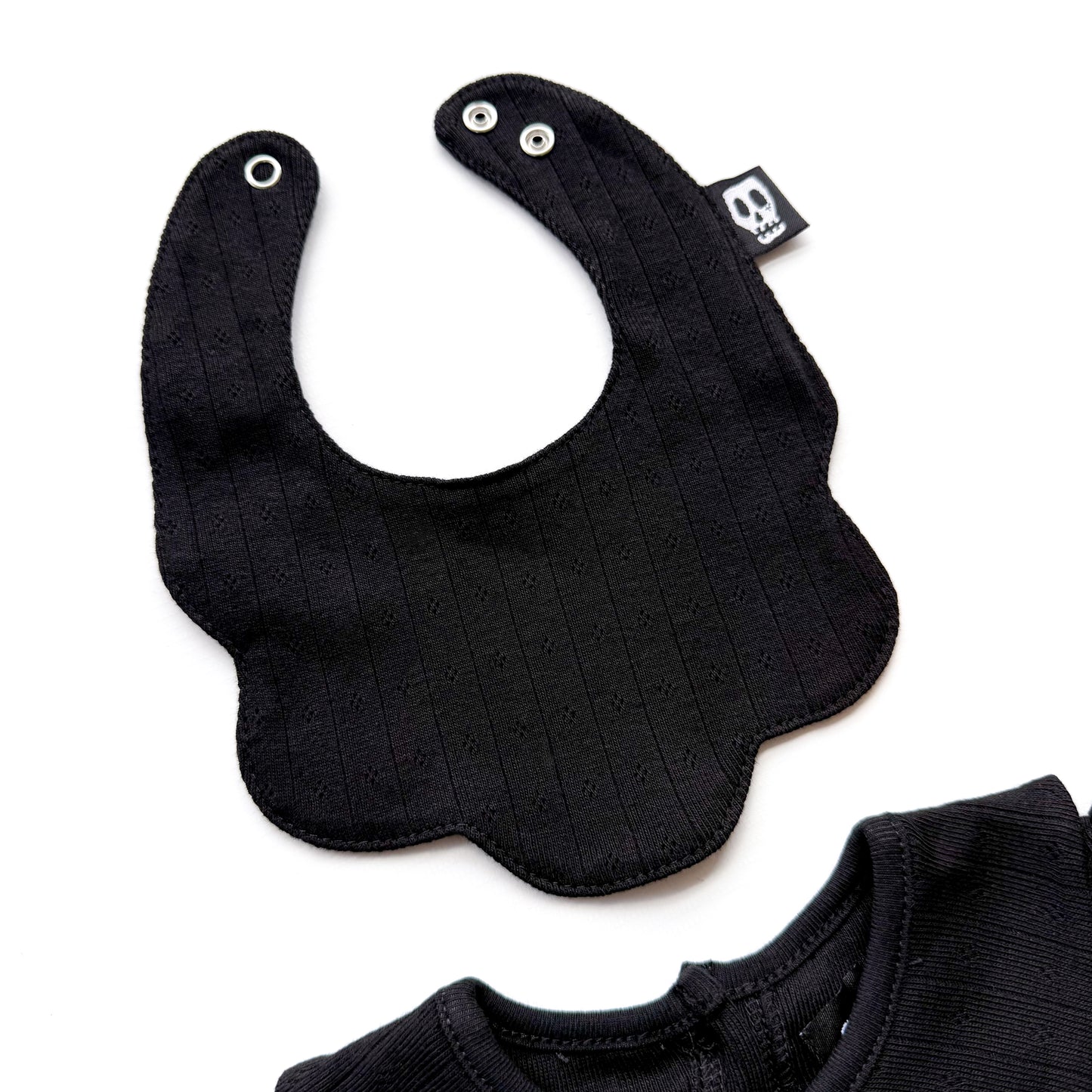 BABY POINTELLE BLACK SCALLOPED EDGE BIB