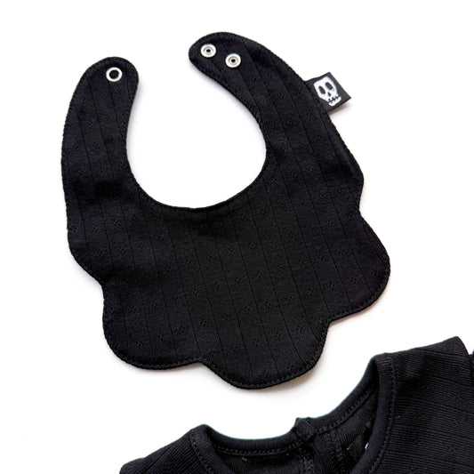 BABY POINTELLE BLACK SCALLOPED EDGE BIB