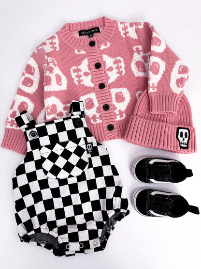 SKELLY SKULL CHUNKY KNIT DUSKY PINK CARDIGAN