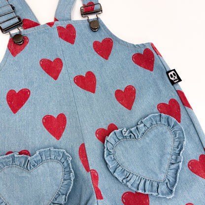 LOVE HEART DENIM DUNGAREES