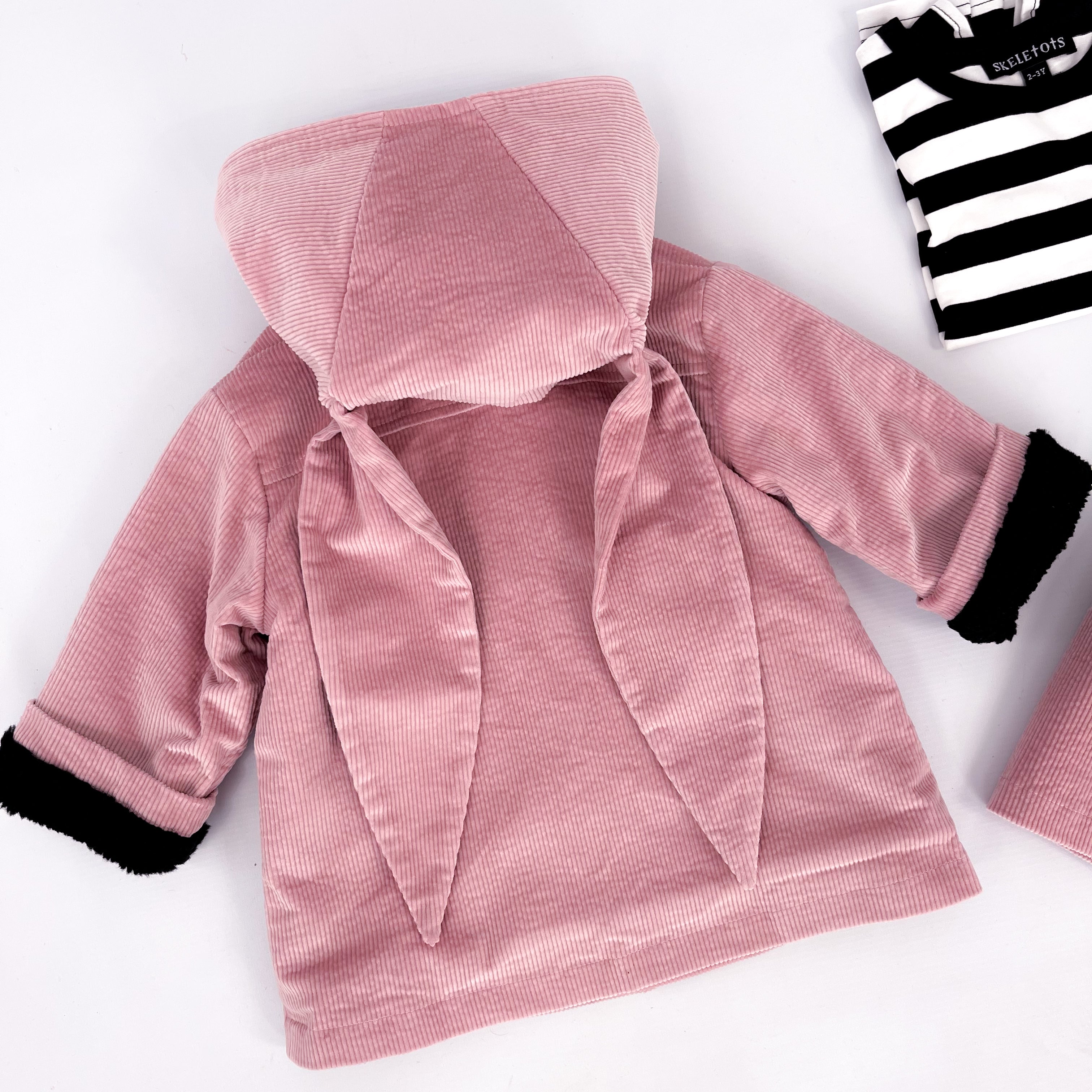 NOT SO BASIC CORD DUSKY PINK BUNNY EAR COAT