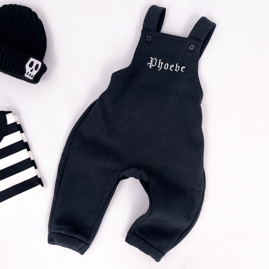 Personalised Gothic Name Dungarees
