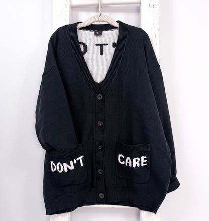 ADULT DON’T CARE BLACK KNITTED CARDIGAN