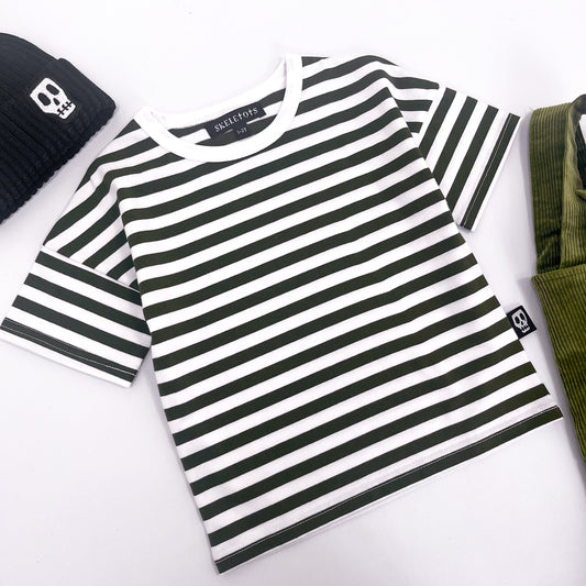 NOT SO BASIC OLIVE GREEN STRIPE TEE