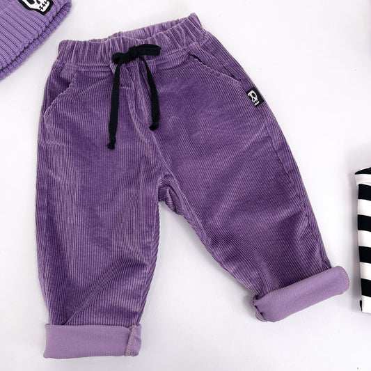 NOT SO BASIC DUSKY LILAC CORD TROUSERS