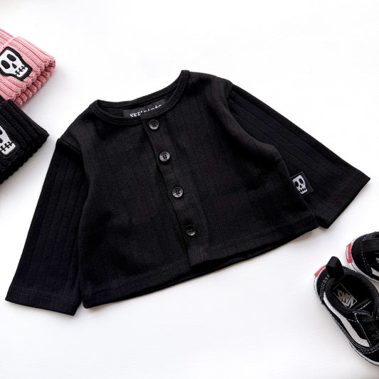 BABY POINTELLE BLACK CARDIGAN