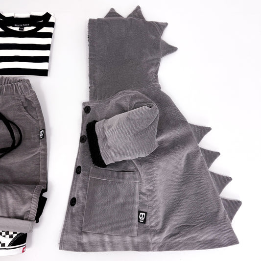 NOT SO BASIC CORD GREY DINOSAUR COAT