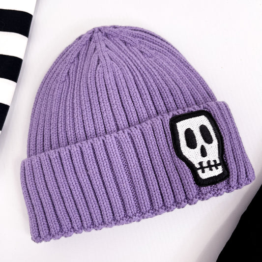 NOT SO BASIC DUSKY LILAC CHUNKY KNIT TRAWLER BEANIE